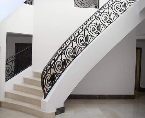 Metal Staircase Balustrade in Forged Steel with Brass Handrails Metal Staircase Balustrade in Forged Steel with Brass Handrails