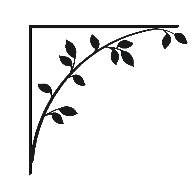 Roseleaf Spandrel Bracket Wrought iron bracket with cast iron leaves