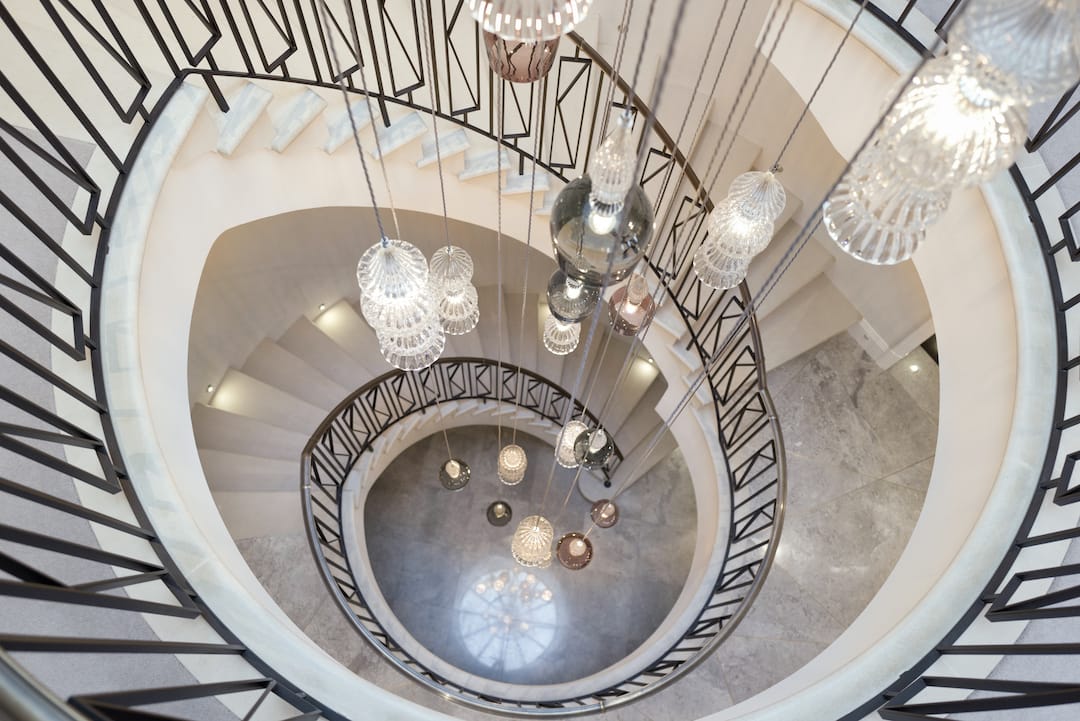 Marble Stairway with Metal Balustrades - Fine Iron Glass and Metal Veranda - FineIron