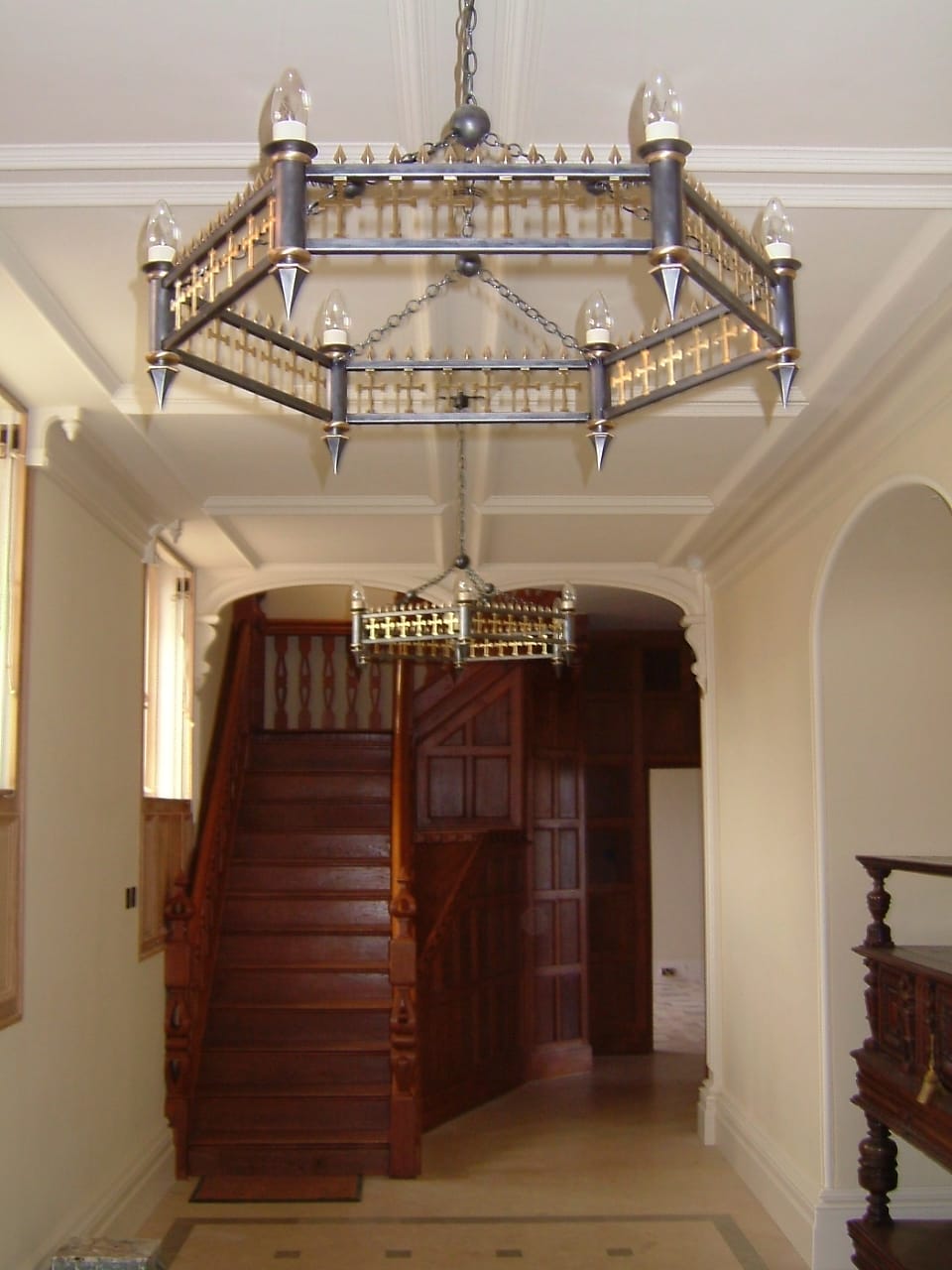 Chandelier 3 Duck & Rice Metal Staircase