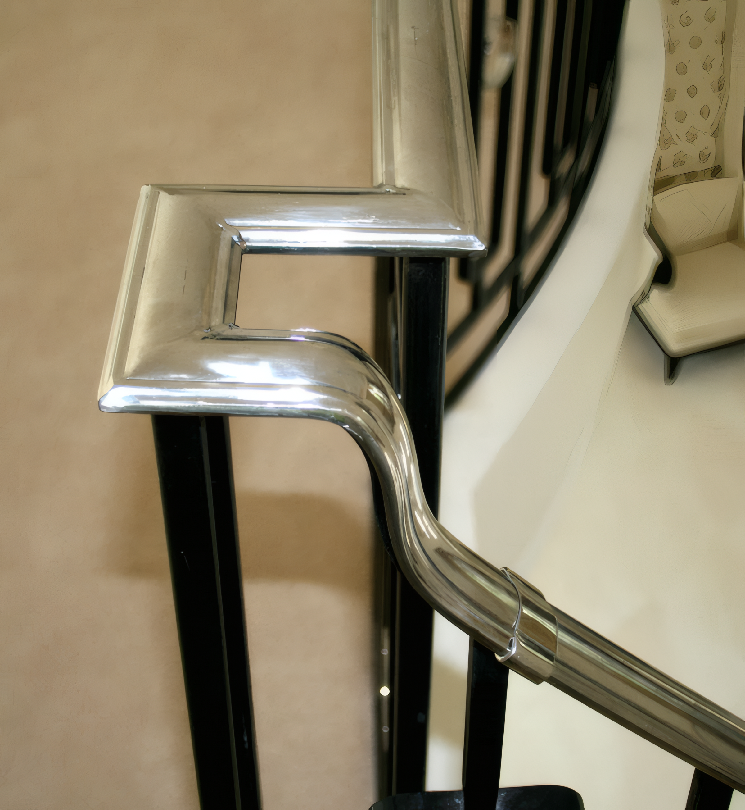 Hand Forged & Profiled Stainless Steel HandRail Marble Staircase with Bespoke Balustrade & Stainless Steel HANDRAIL