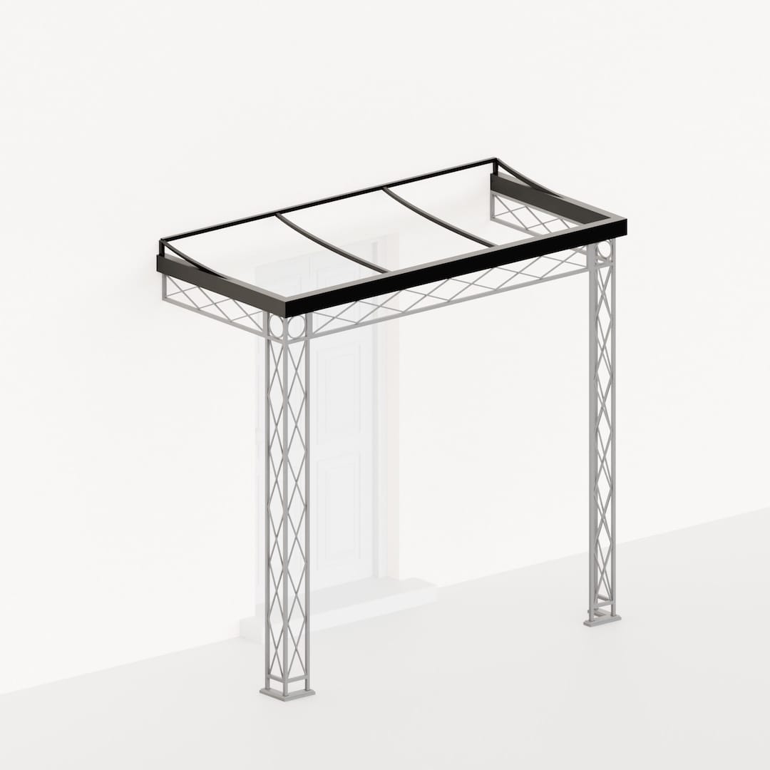 Fine Iron flat roof framework for low-height porch and veranda canopies
