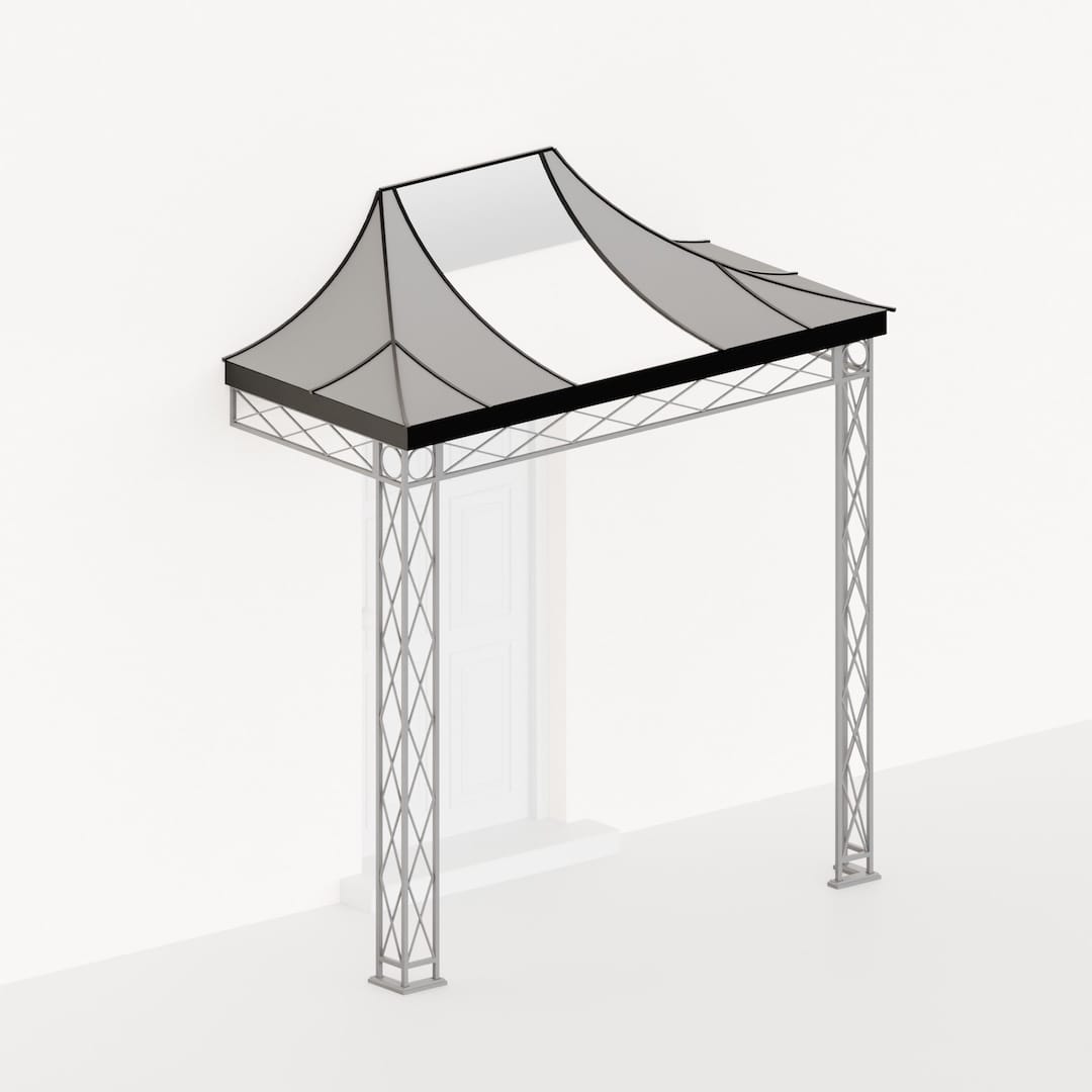 Fine Iron curved, hipped glazing bar roof for porches and verandas
